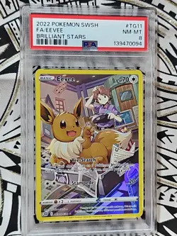 FULL ART EEVEE 2022 POKEMON SWORD & SHIELD BRILLIANT STARS #TG11 PSA 8 (094) - Image 2