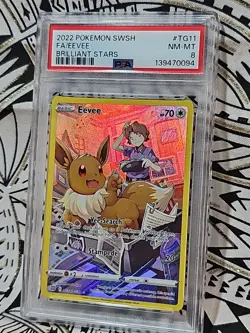 FULL ART EEVEE 2022 POKEMON SWORD & SHIELD BRILLIANT STARS #TG11 PSA 8 (094) - Image 3