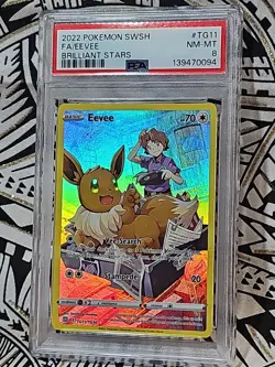 FULL ART EEVEE 2022 POKEMON SWORD & SHIELD BRILLIANT STARS #TG11 PSA 8 (094) - Image 4