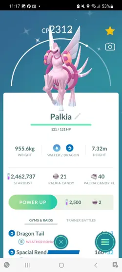 Pokemon Go Legendary Shiny Palkia ( Spacial Rend ) - Image 1