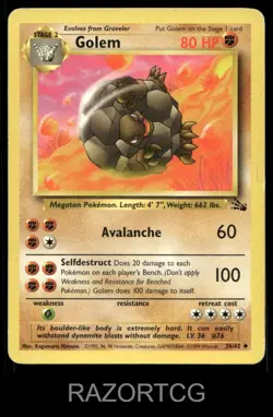 GOLEM 36/62 UC FOSSIL POKEMON UNLIMITED LP - Image 1