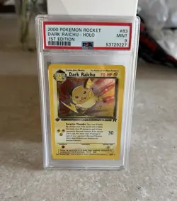 POKEMON DARK RAICHU 2000 ROCKET 1ST EDITION #83 HOLO Swirl PSA 9 - Image 1