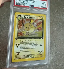 POKEMON DARK RAICHU 2000 ROCKET 1ST EDITION #83 HOLO Swirl PSA 9 - Image 4