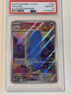 Pokemon TCG Wailord Journey Together Illustration PSA 10 Gem MT Card 162/159 - Image 1