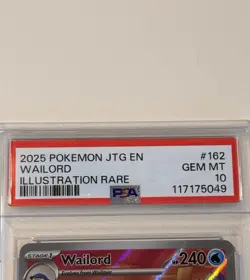 Pokemon TCG Wailord Journey Together Illustration PSA 10 Gem MT Card 162/159 - Image 3