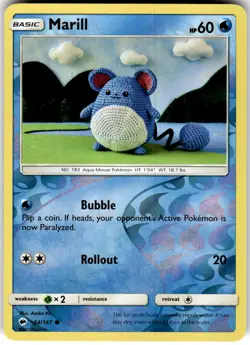 Marill Reverse Holo 34/147 Burning Shadows Pokemon NM Fast Ship - Image 1