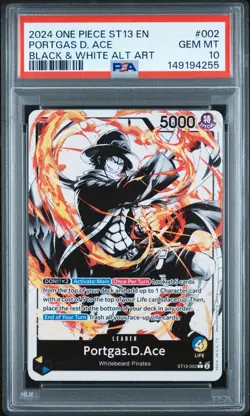 2024 One Piece ST13-002 The Three Brothers Portgas D. Ace B&W Alt Art PSA 10 - Image 1