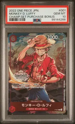 2022 One Piece Card Game Champ Set Purchase Bonus Monkey D. Luffy P-001 – PSA 10 - Image 1