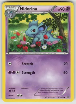 Nidorina 67/160 Uncommon Primal Clash Pokemon Near Mint - Image 1