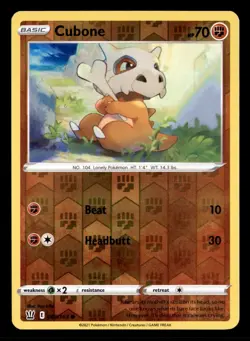 Cubone 069/163 Common Battle Styles Pokemon Reverse Holo Near Mint - Image 1