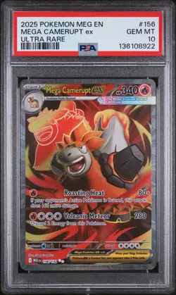 2025 POKEMON MEG EN-MEGA EVOLUTION ULTRA RARE #156 MEGA CAMERUPT EX PSA 10 - Image 1