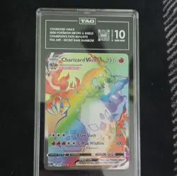 TAG 10 Pokemon Charizard VMAX 074/073 Champions Path Secret Rare Foil 2020 - Image 1
