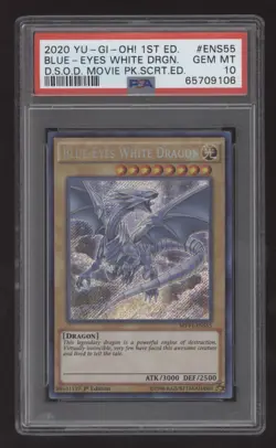 2020 YuGiOh DSOD 1st Ed MVP1-ENS55 Blue-Eyes White Dragon SECRET RARE PSA 10 - Image 1
