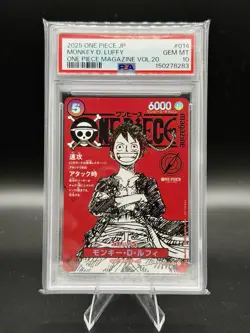 2025 ONE PIECE JAPANESE PROMOS MAGAZINE VOL.20 #014 MONKEY D. LUFFY PSA 10 - Image 1