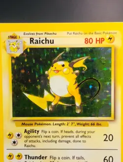 Raichu Pokemon Card Holo WOTC 14/102 Base Set Rare Vintage 1999 LP+ - Image 2