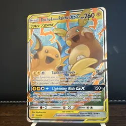 Pokemon TCG Raichu & Alolan Raichu GX Secret 241/236 SM Unified Minds 260 HP - Image 1