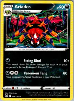 Ariados Lost Origin 113/196 Rare Pokemon Near Mint - Image 1