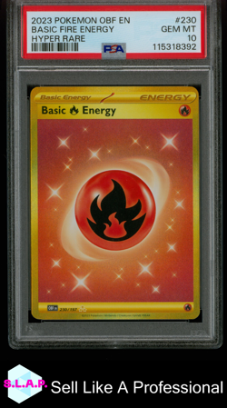 BASIC FIRE ENERGY HYPER RARE POKEMON OBF EN-OBSIDIAN FLAMES 2023 230 PSA 10 - Image 1