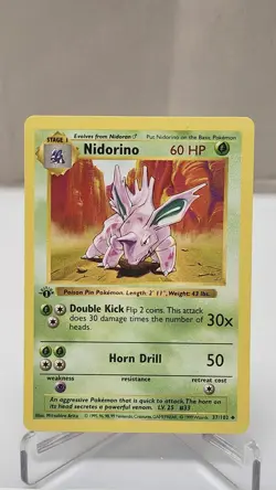 Pokemon WOTC Base 1st Edition Nidorino Shadowless 37/102 - Image 1