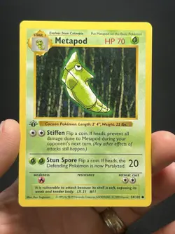 Pokemon TCG Metapod 054/102 Base Set (Shadowless) 1st Edition LP/NM - Image 1