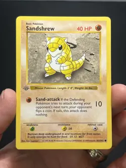 Pokemon TCG Sandshrew 062/102 Base Set (Shadowless) 1st Edition LP/NM - Image 1