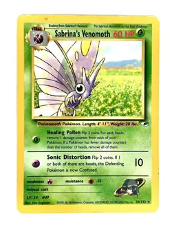 Sabrina's Venomoth 34/132 Rare Gym Heroes Pokemon Unlimited Moderately Played - Image 1