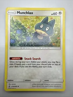 Pokemon TCG Munchlax Unified Minds 173/236 Regular Uncommon Card - Image 1