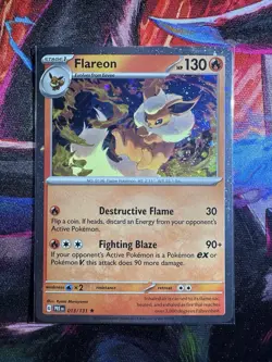 Pokemon TCG Flareon Prismatic Evolutions 013/131 Cosmo Holo x2 Swirl 💫 - Image 1