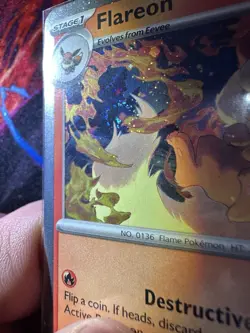 Pokemon TCG Flareon Prismatic Evolutions 013/131 Cosmo Holo x2 Swirl 💫 - Image 3