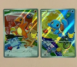 Pokemon First Partner Illustration Kanto Gen 1 Set, Charmander & Squirtle - Image 1