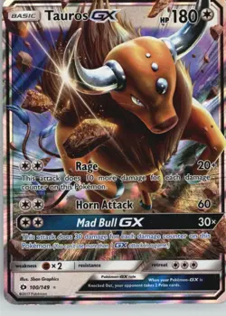 Tauros GX 100/149 Holo Ultra Rare SM Base Set Pokemon Heavily Played - Image 1