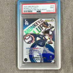 2025 One Piece CCG Dodgers x One Piece Night Monkey D. Luffy EB02-010 Foil PSA 9 - Image 1