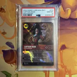 2024 Disney Lorcana EN 3 Enchanted Captain Hook Master Swordsman #214 PSA 10 - Image 1