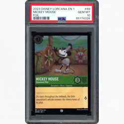 2023 DISNEY LORCANA EN 1 #89/204 MICKEY MOUSE STEAMBOAT PILOT FOIL PSA 10 - Image 1