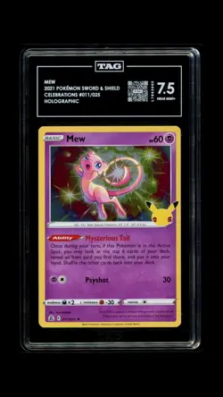 Mew 011/025 Holo Celebrations Pokemon Tag 7.5 Near Mint+ - Image 1