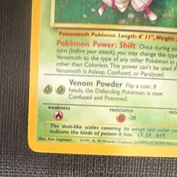 Pokemon TCG Venomoth 13/64 Jungle Rare 70 HP 1999 English Unlimited Regular - Image 4