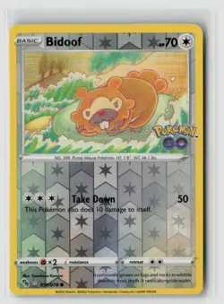 Ditto Bidoof #059/078 Pokemon Go Peelable Unpeeled Reverse Holo Pokemon TCG NM - Image 1
