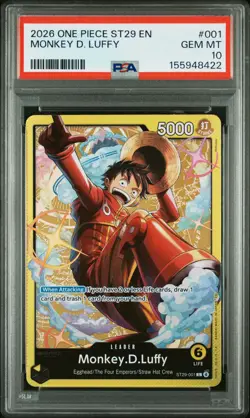 2026 One Piece Starter Deck St29-Egghead #001 Monkey D. Luffy PSA 10 - Image 1