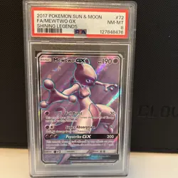 Pokemon Mewtwo GX Full Art Ultra Rare Holo TCG Card Shining Legends PSA 8 - Image 1