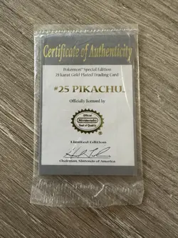 Burger King Pikachu 23k Gold Plated Card - Certificate Of Authenticity Only - Image 1