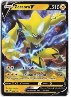 Zeraora V 053/159 Holo V Rare Crown Zenith Pokemon NM - Image 1