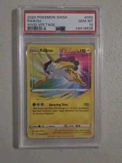 PSA 10 MINT - Pokemon TCG Raikou Vivid Voltage 050/185 Holo Amazing Rare - Image 1