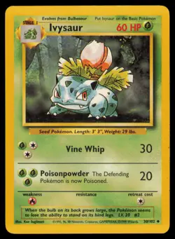Ivysaur 30/102 Uncommon Base Set Unlimited Pokemon Lightly Played - Image 1