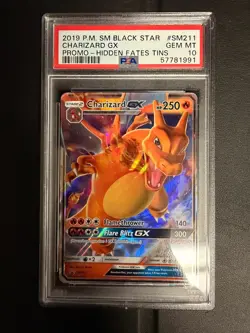 2019 POKEMON SM BLACK STAR PROMO HIDDEN FATES TINS #SM211 CHARIZARD GX PSA 10 - Image 1
