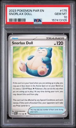 PSA 10 Pokemon Snorlax Doll #175/182 SV04: Paradox Rift Regular Finish - POP 26 - Image 1