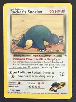 Rocket's Snorlax Gym Heroes 33/132 Rare Pokemon TCG WOTC NM/LP - Image 1