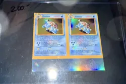 Uncut strip of Blastoise 2 cards with mtg back. Pokemon prototype rare - Image 1