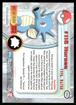 Pokemon Cards Horsea #116 Topps Trading Cards Series 2 LP *5 - Image 2