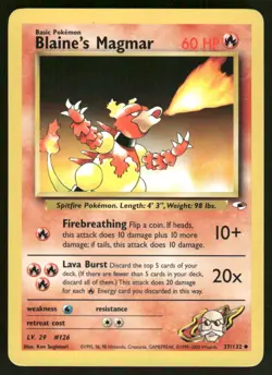 Pokemon Cards Blaine's Magmar 37/132 Gym Heroes Uncommon NM - Image 1