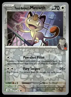 Team Rocket's Meowth #149 - Reverse HOLO - Pokemon Destined Rivals - NM - Image 1